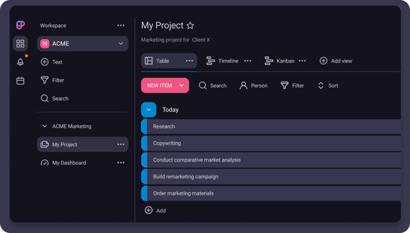 Plaky project and task management screenshot
