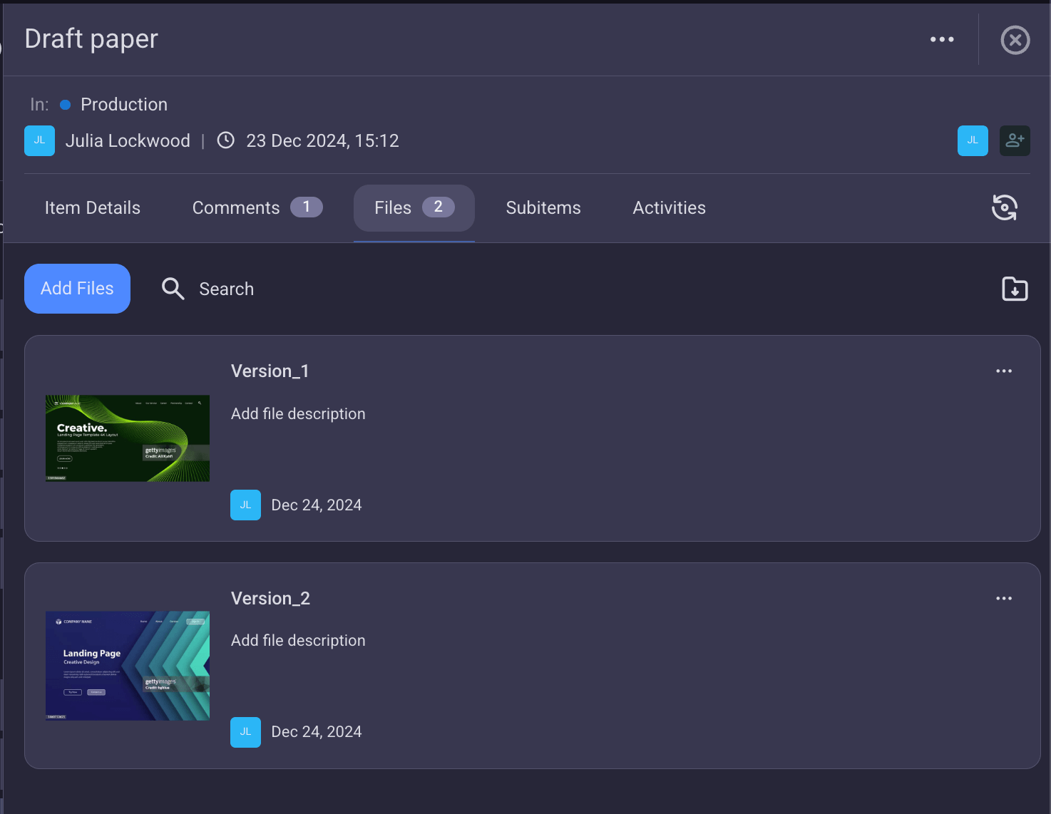 Compartir archivos en Plaky, software de gestión de proyectos