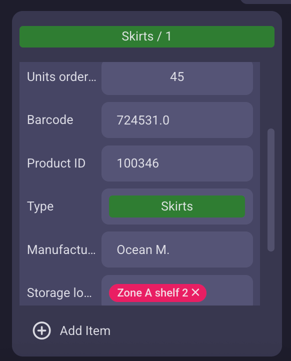 Tarjeta de elemento en Plaky, software de gestión de proyectos