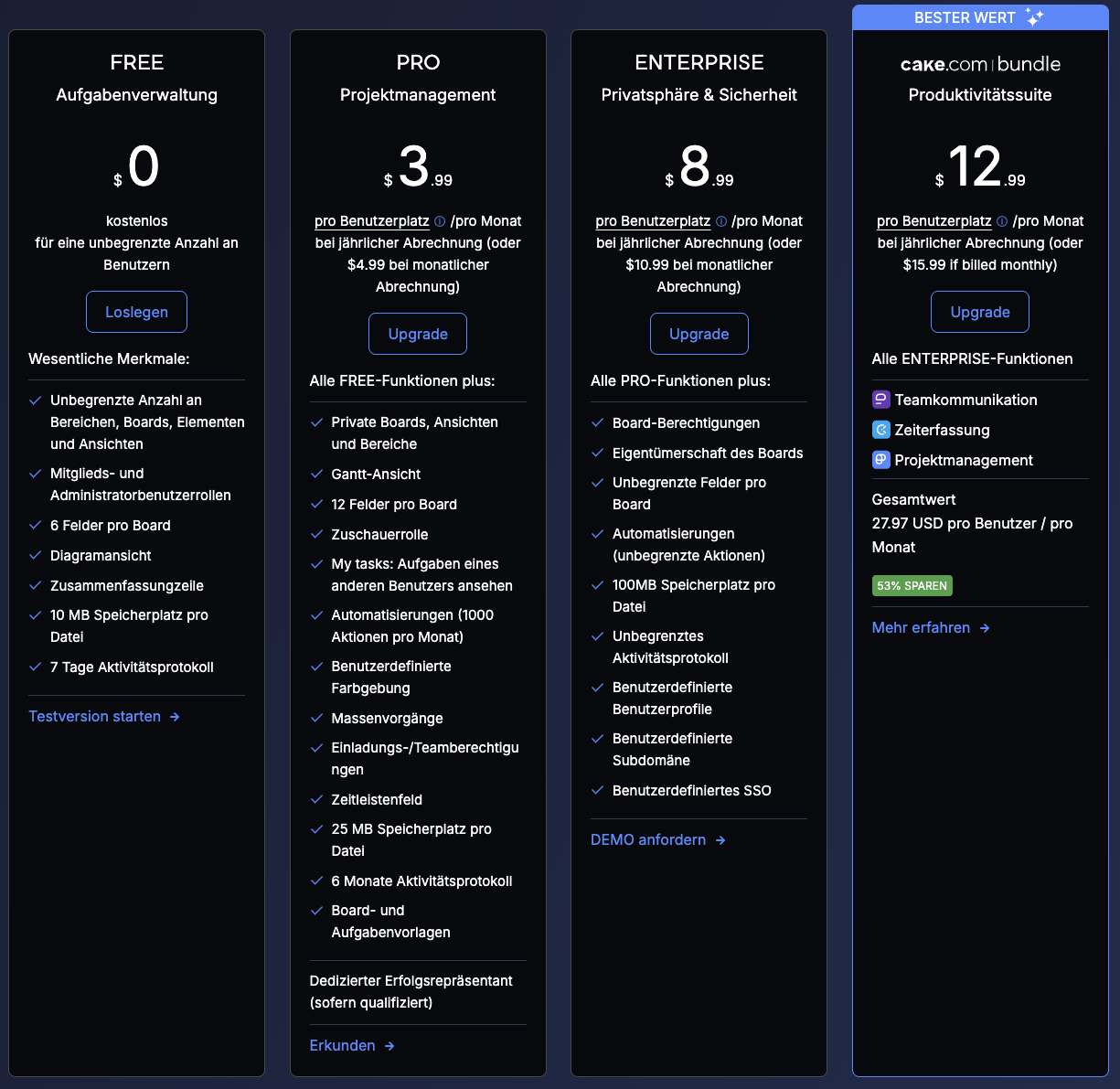 Plaky's pricing plans