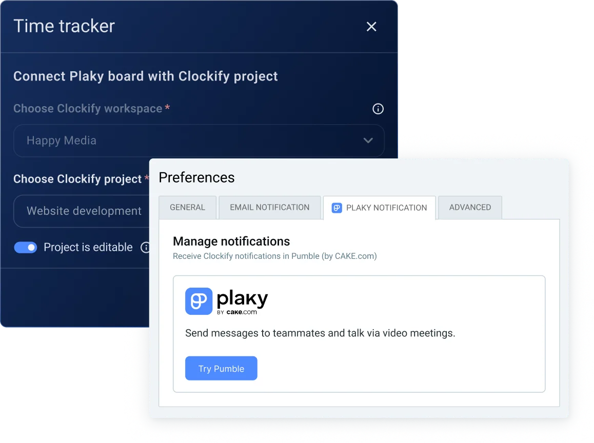 Plaky and Clockify integration