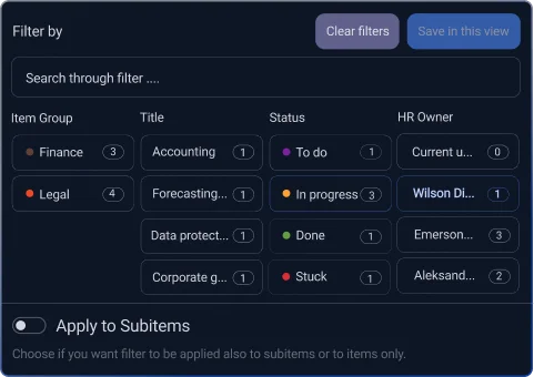 Sort and filter in Plaky