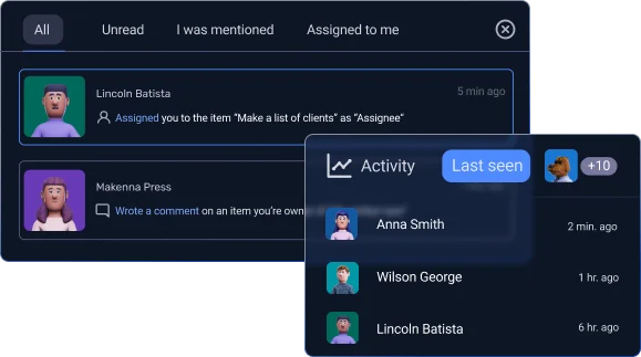 Monitor team activity through log & notifications