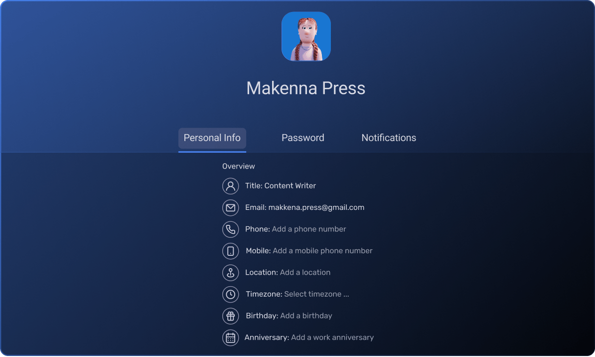 Customizable user profiles