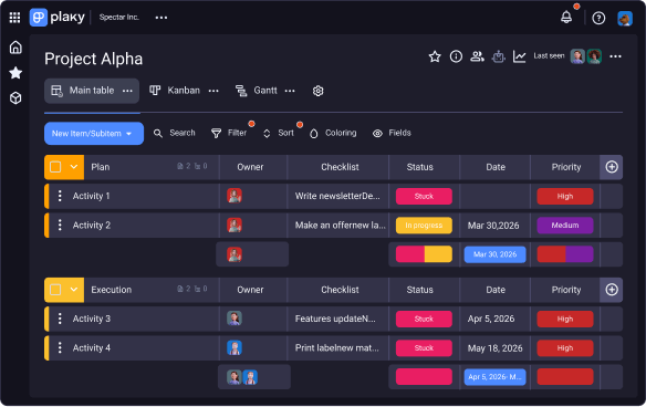 Stay up to date in Plaky
