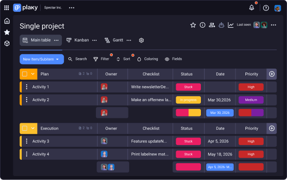 Stay up to date in Plaky