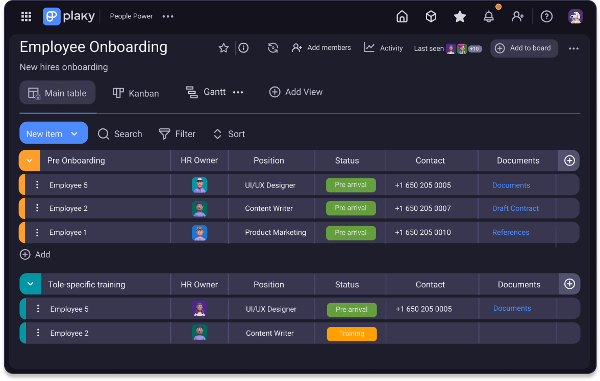 Employee onboarding Template - Plaky™