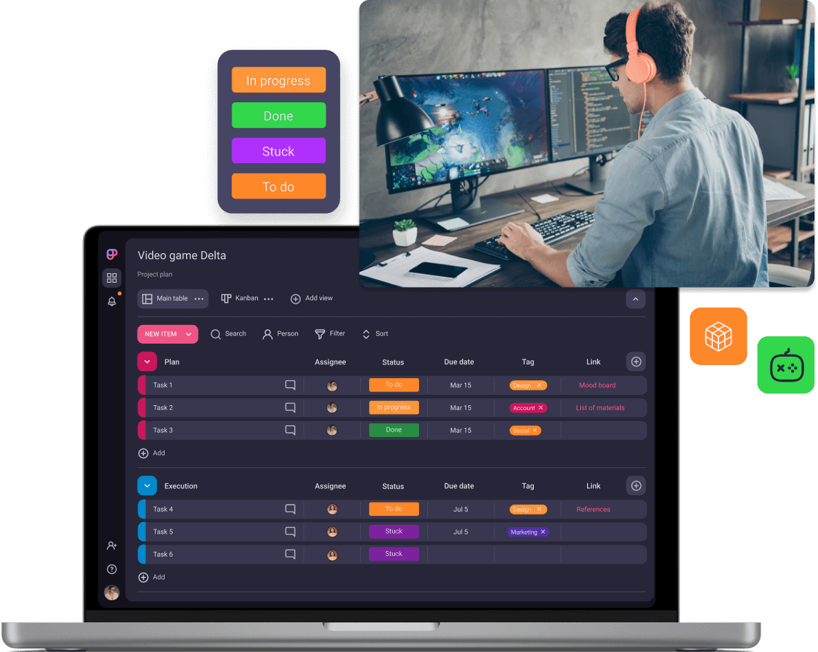 Project management software for game development Plaky™