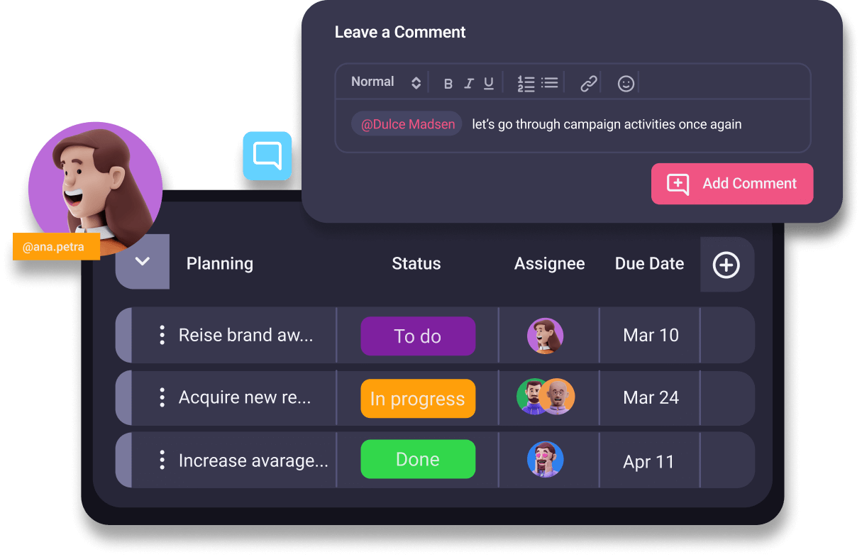 Gestión de tareas en Plaky, captura de pantalla