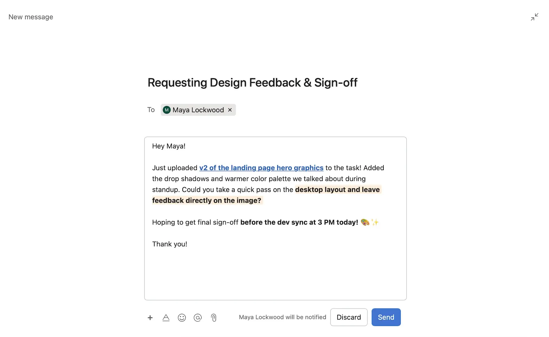 Direct messaging in Asana