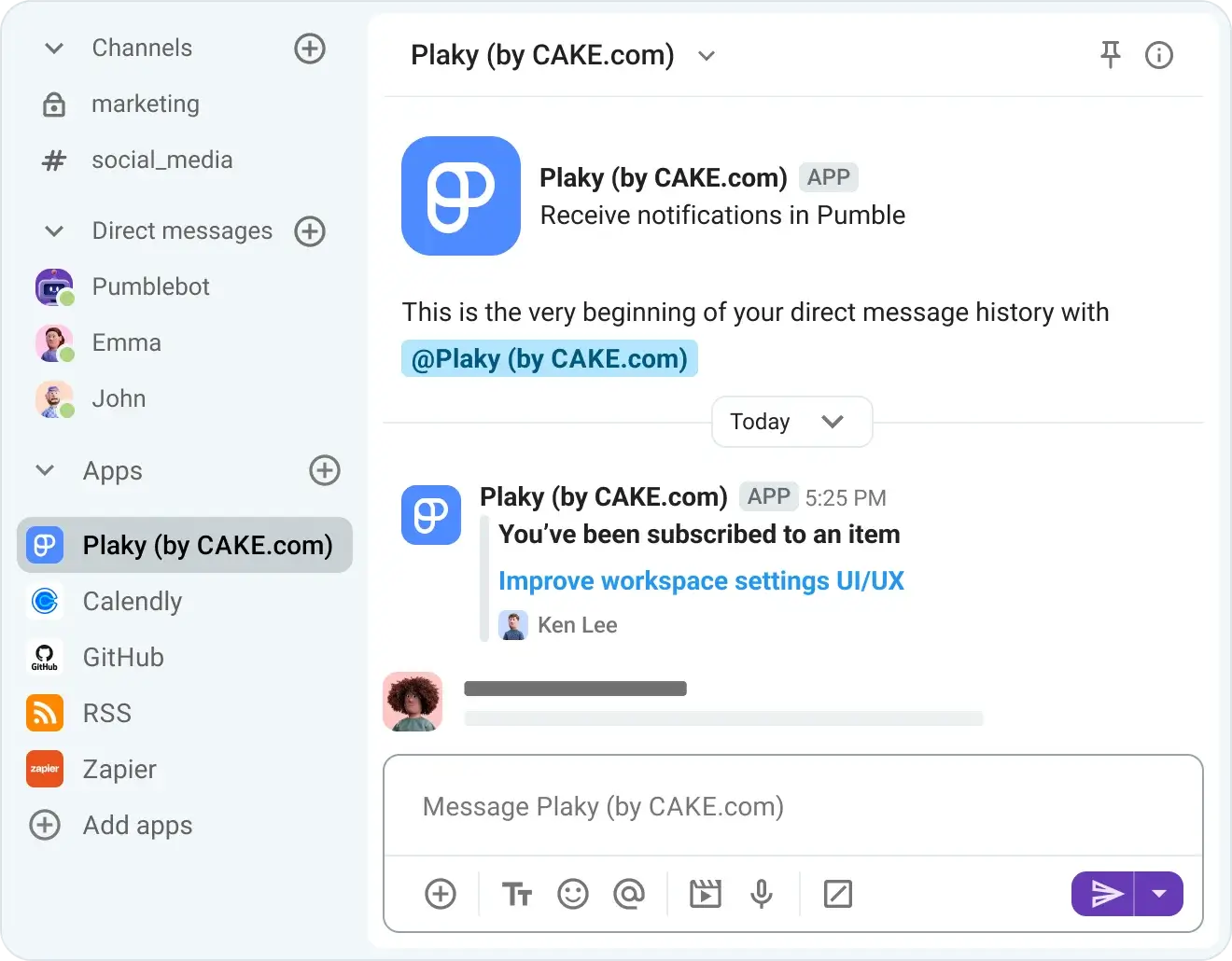 Plaky notifications in Pumble DMs