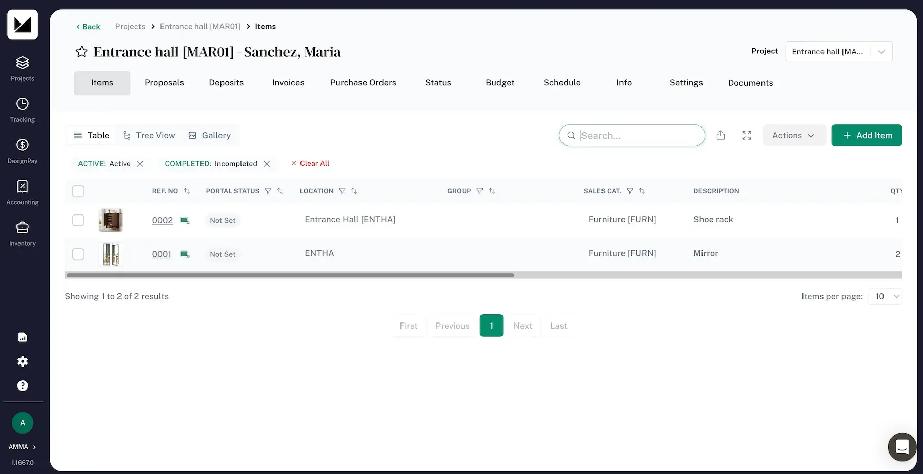 Project board in Design Manager