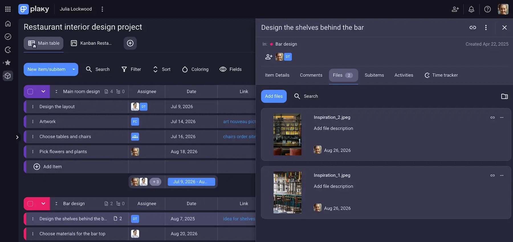 Storing and sharing files directly within Plaky's dedicated Item card