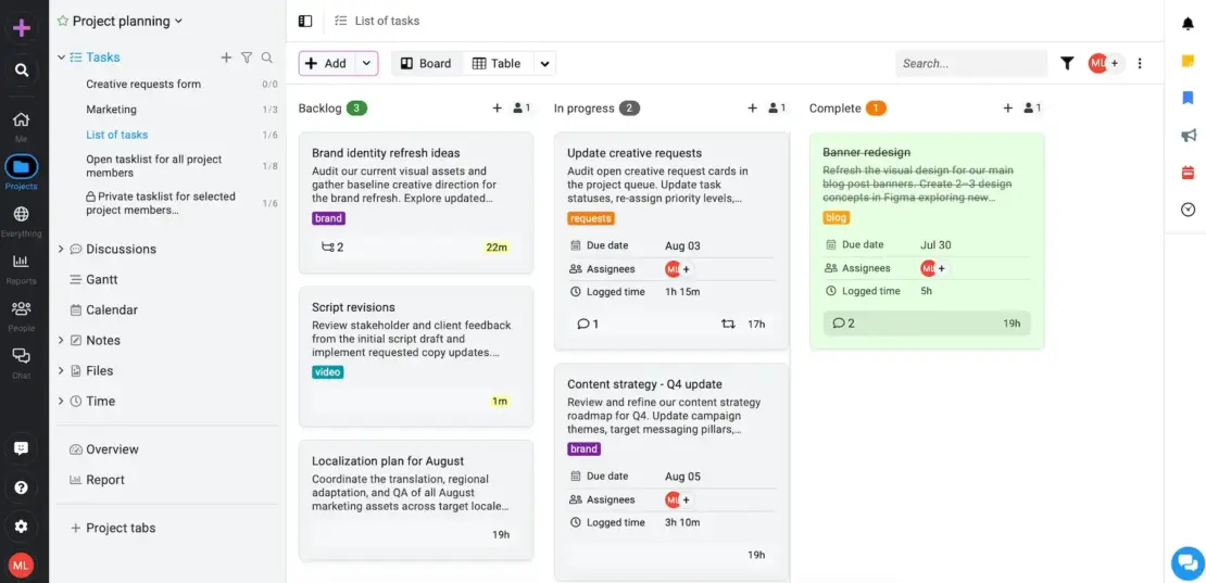 Tasks in ProofHub