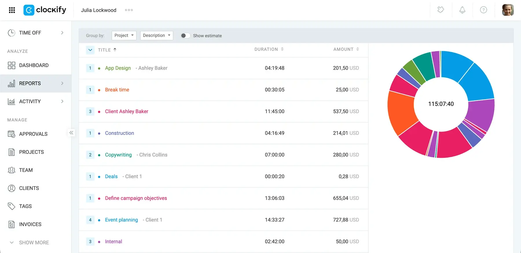 Track your project progress in Clockify