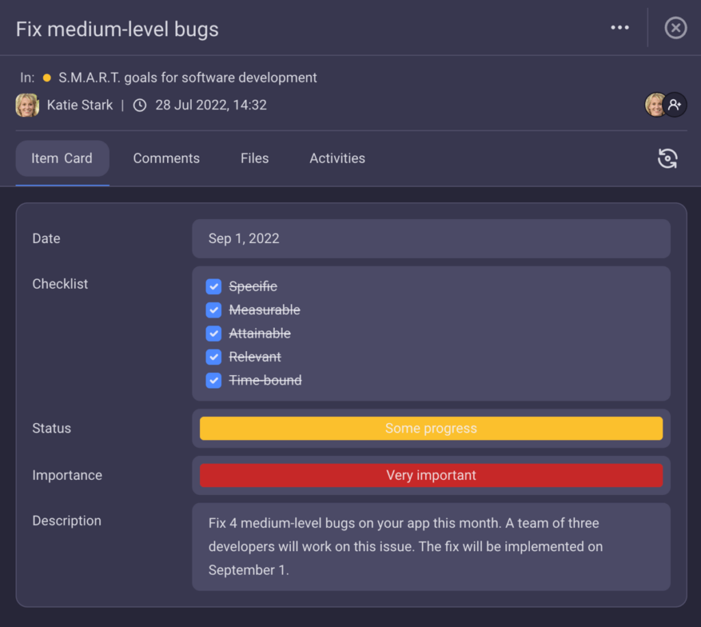 S.M.A.R.T. software development goal: Fix medium-level bugs