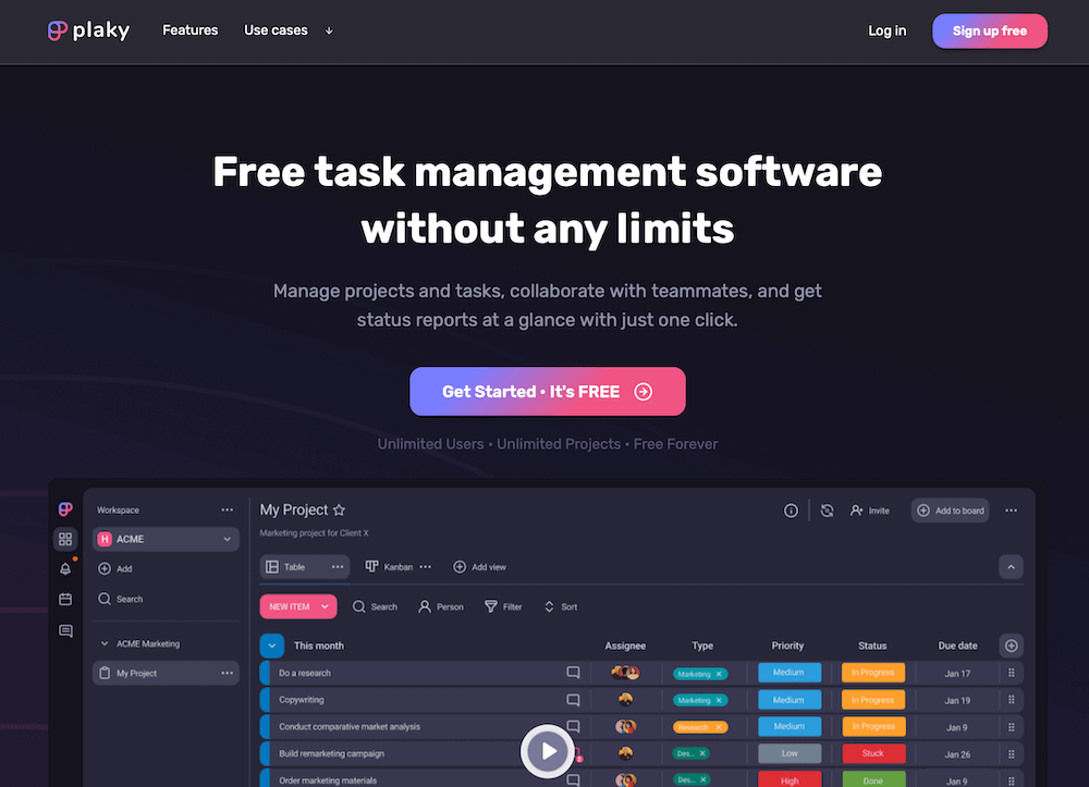 Plaky — a free task management software for project and program management