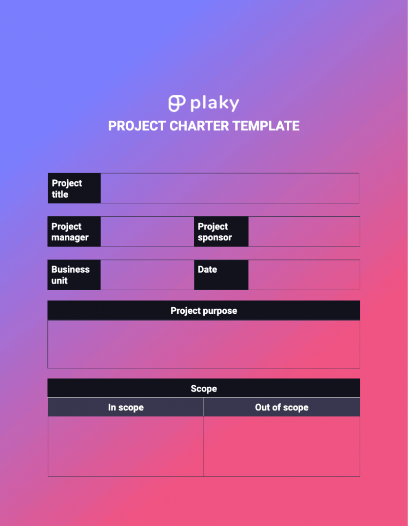 Example of a project charter template