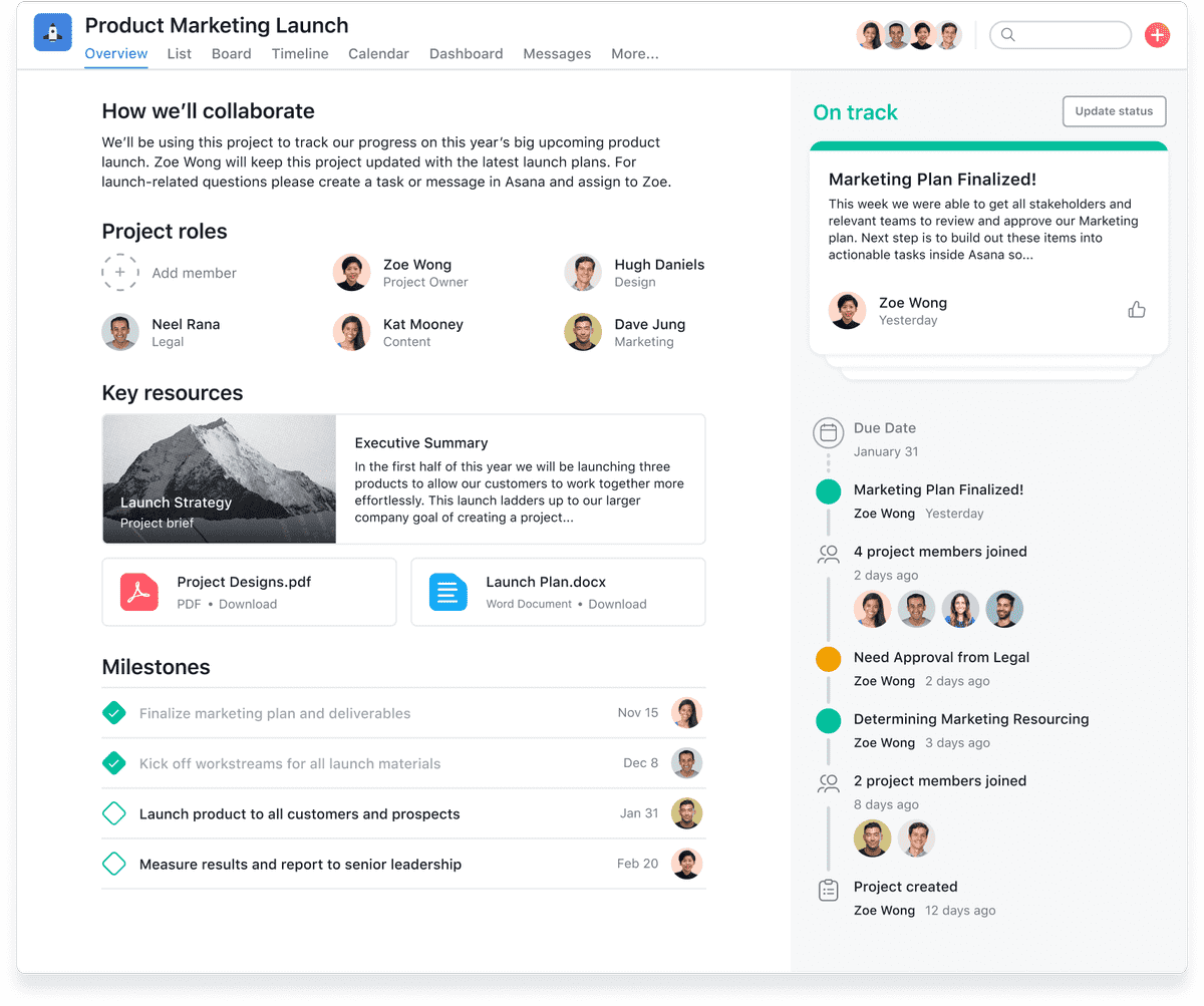 Asana project management software