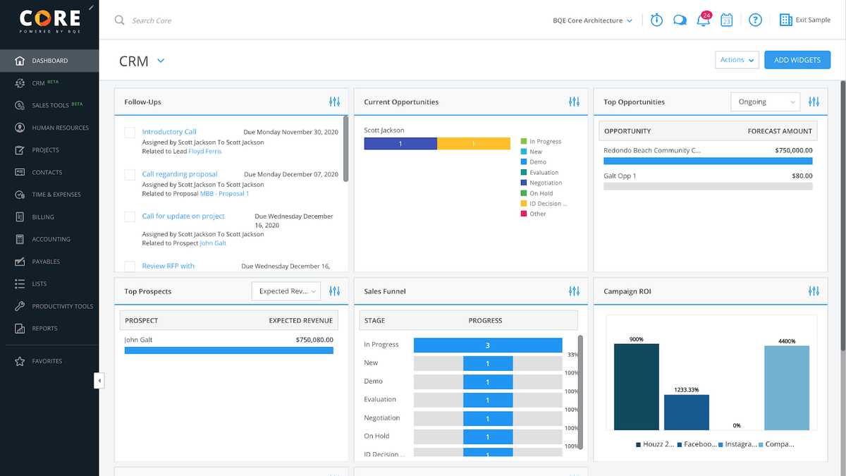 BQE Core project management software