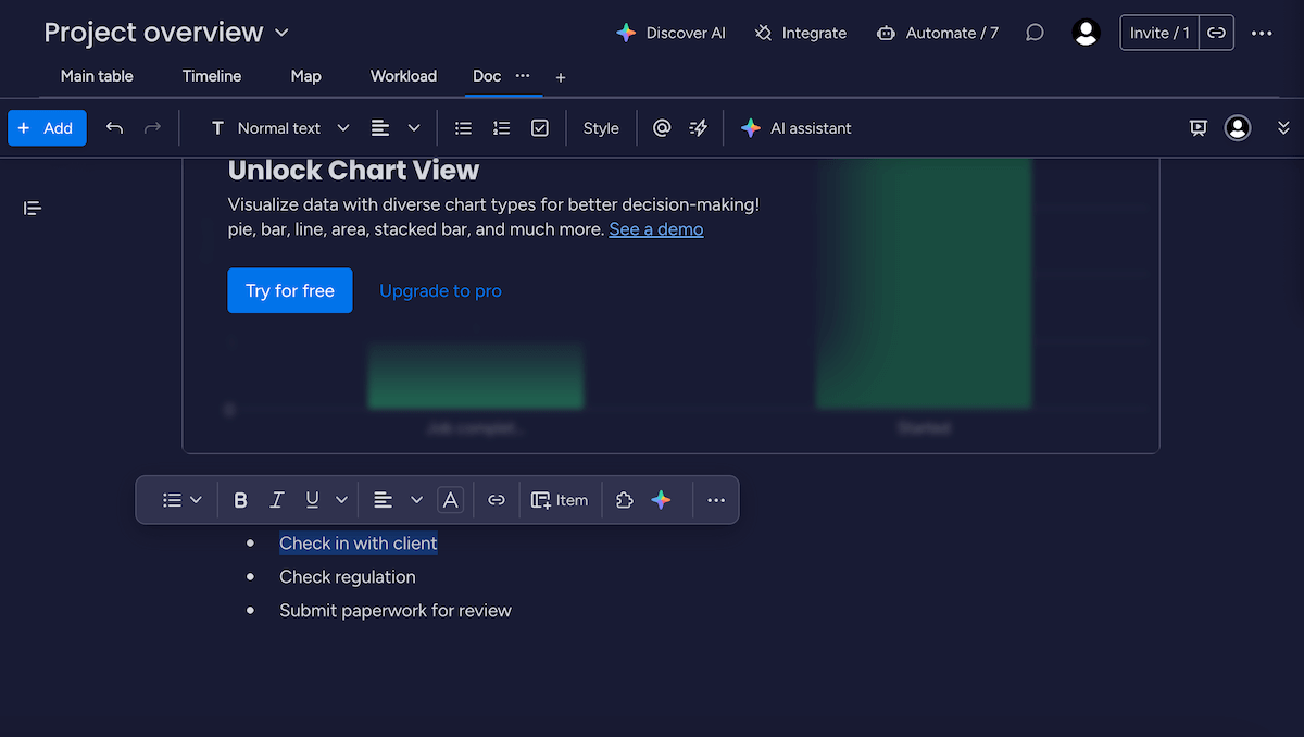 Worddoc example in monday.com project management software