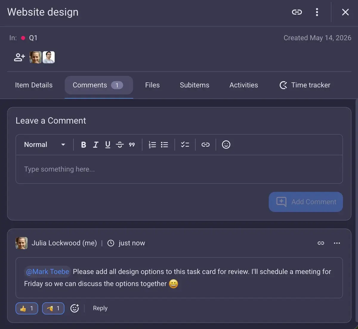 Comments in Plaky