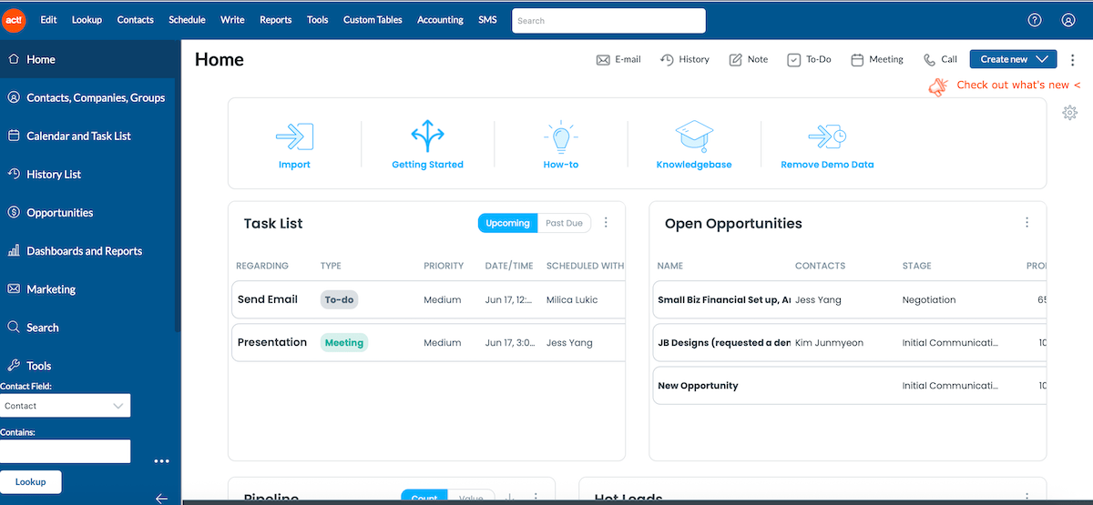 Act! CRM's interface