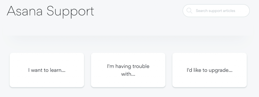 Asana’s support page (source: asana.com)