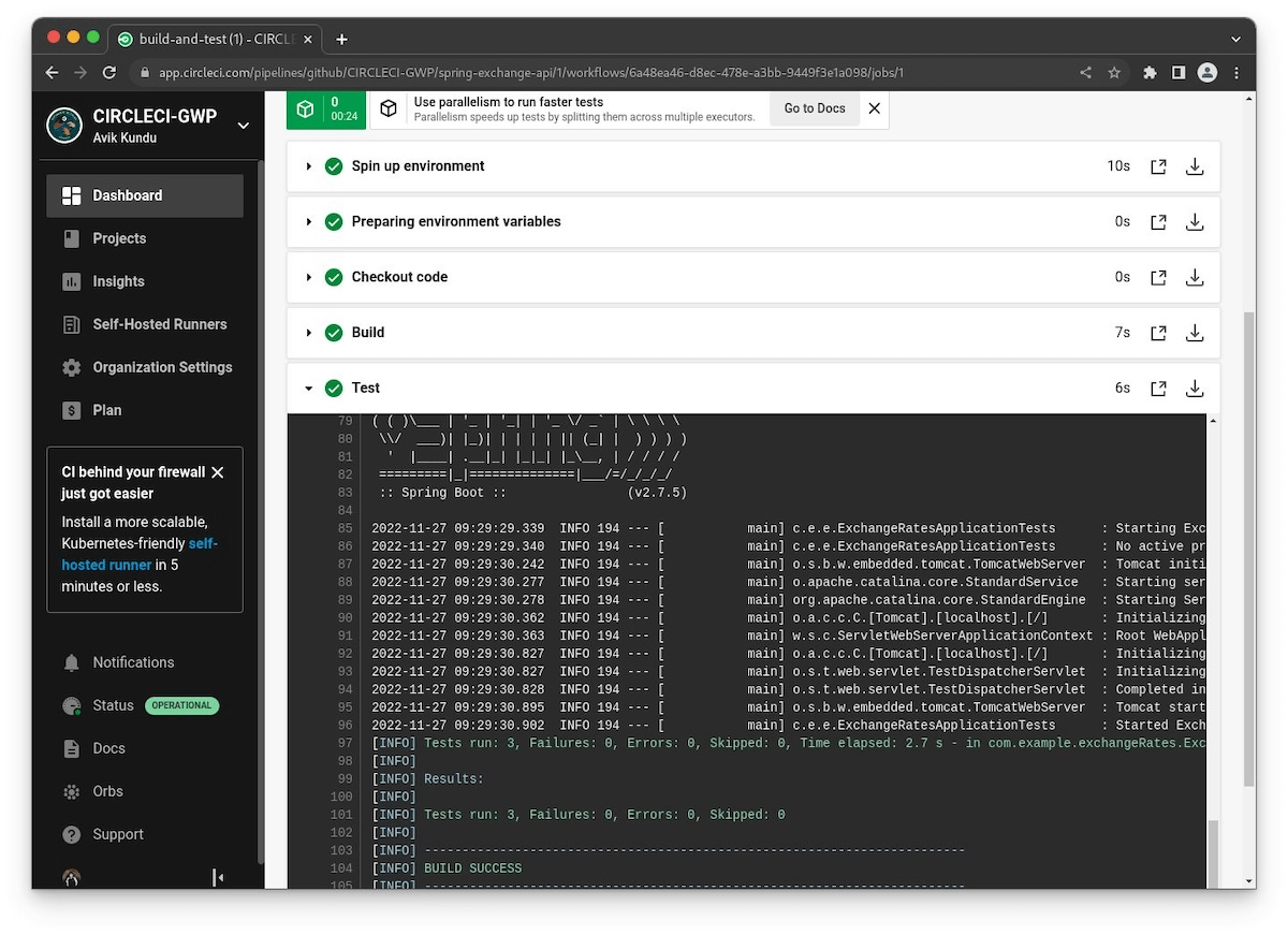 CircleCI interface