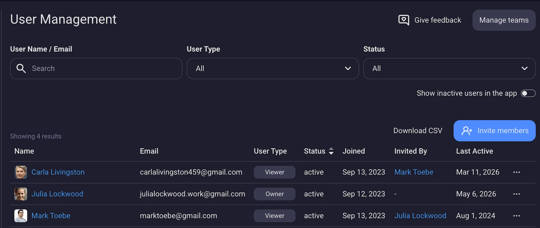 Managing user roles in Plaky