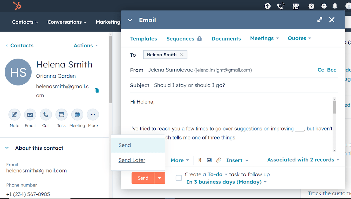 Email templates in HubSpot