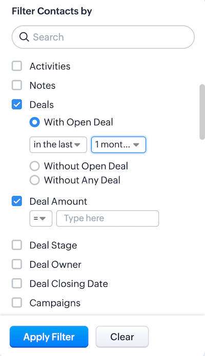 Filters in Zoho CRM