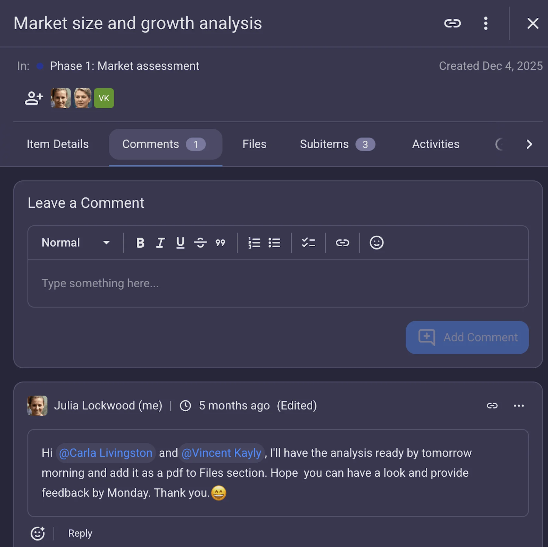 Comments in Plaky