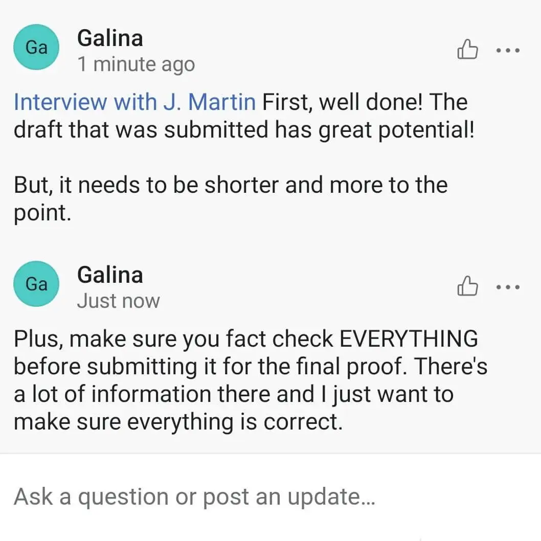 Messages in Asana