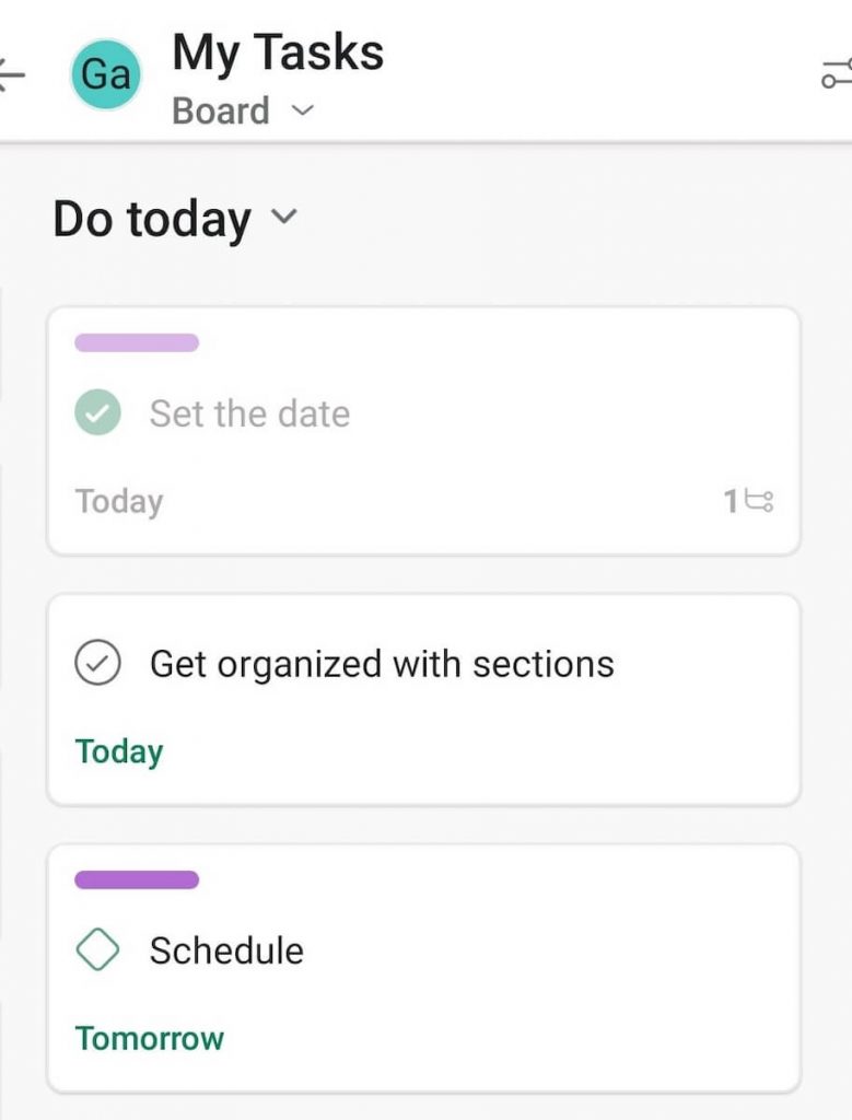 My Tasks in Asana