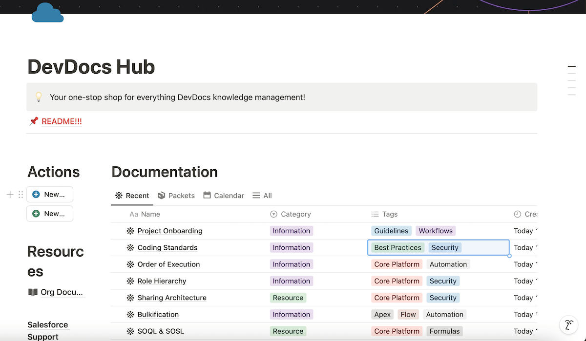 Example of a knowledge base in Notion note-taking app