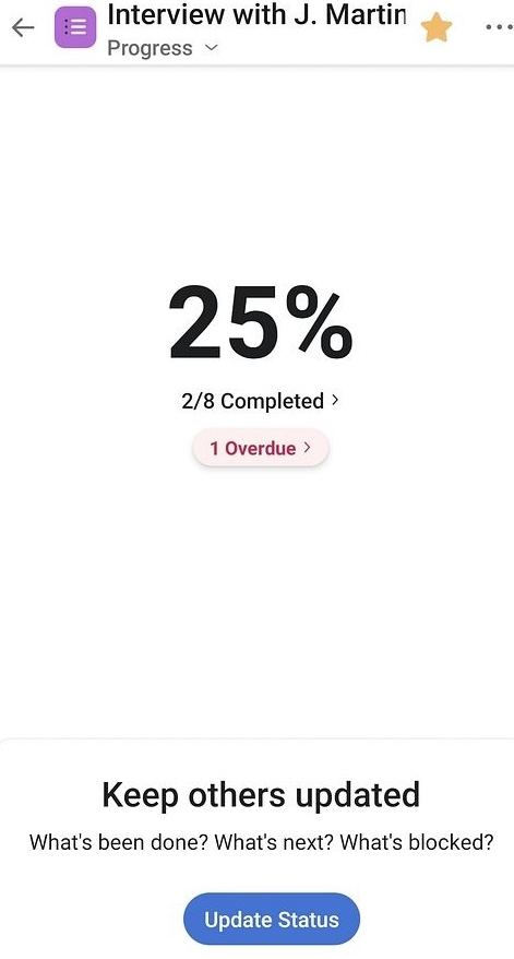 Progress tracking in Asana