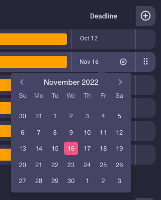 Plaky’s calendar for tracking deadlines