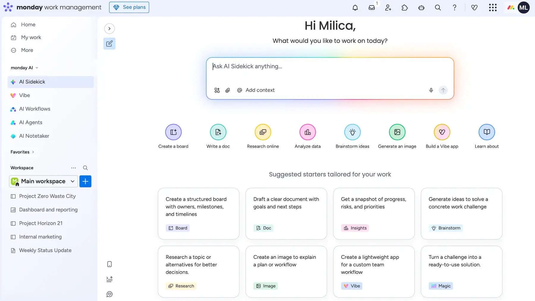 AI Sidekick in monday.com
