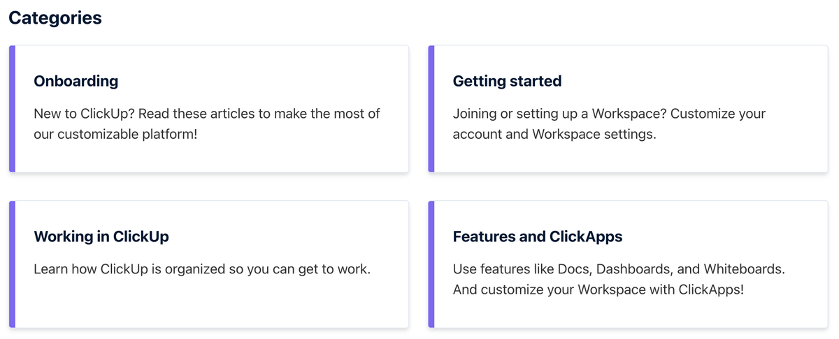 Educational articles in ClickUp