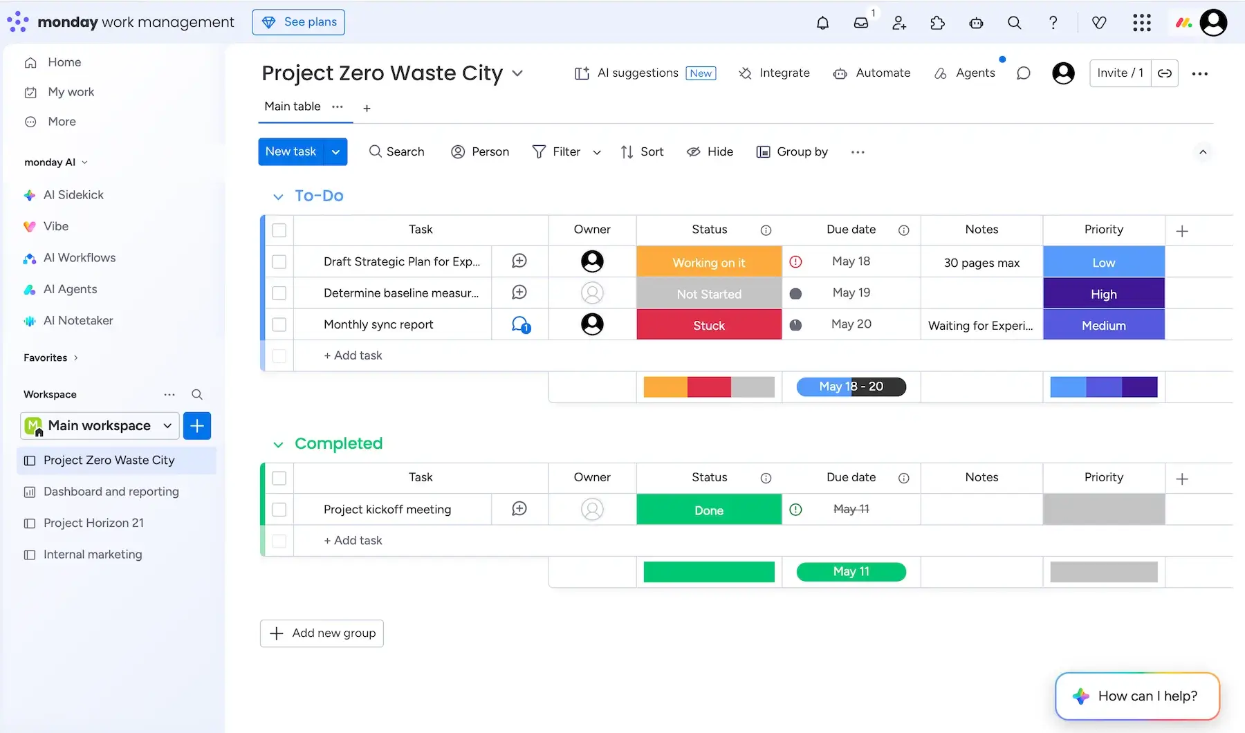 monday.com’s user interface