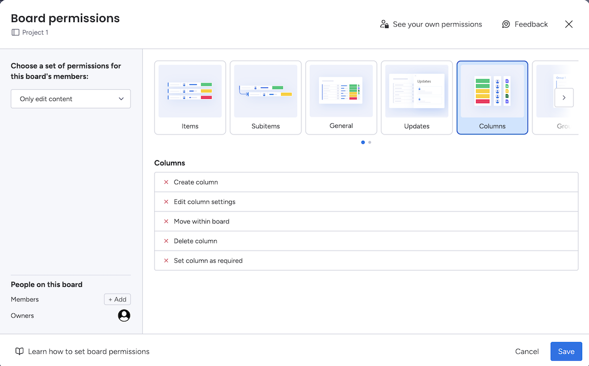 Monday.com board permissions