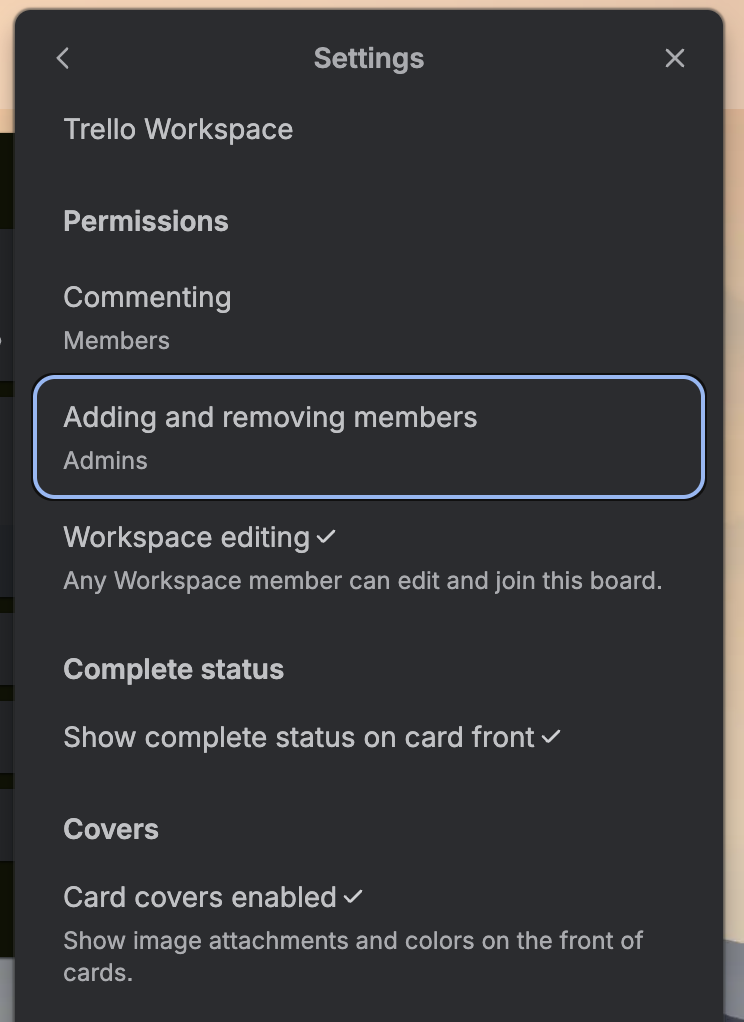 Trello board permissions