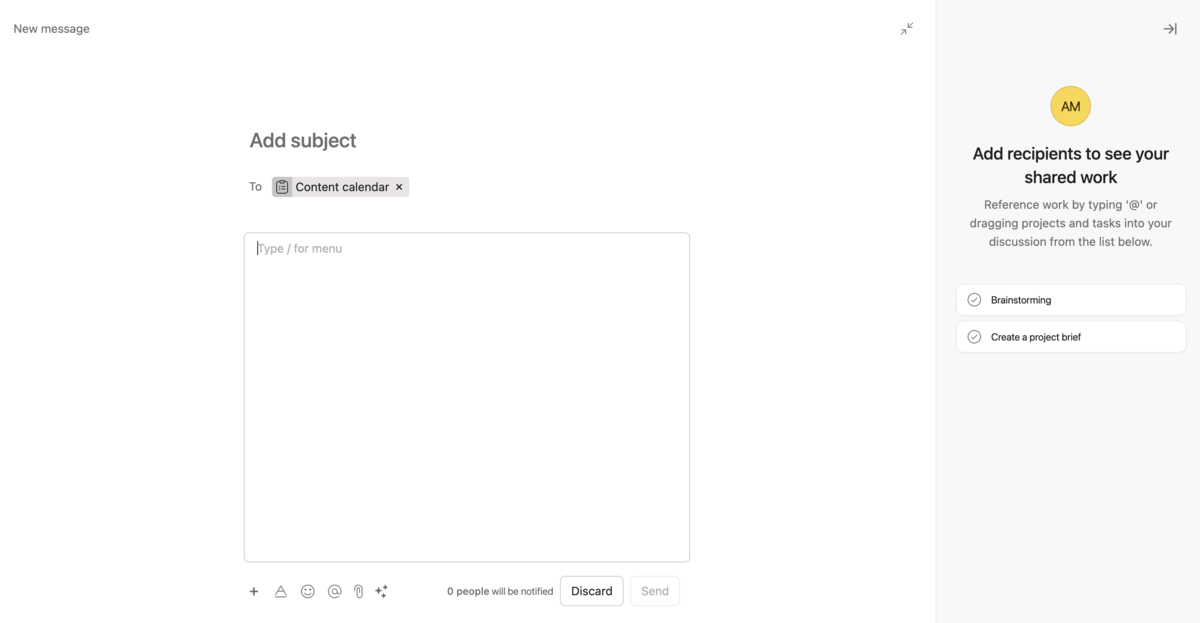 Project messages in Asana 

