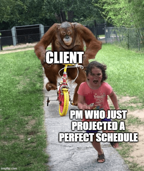 Run from clients project management meme