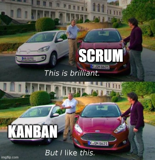 Scrum vs Kanban meme