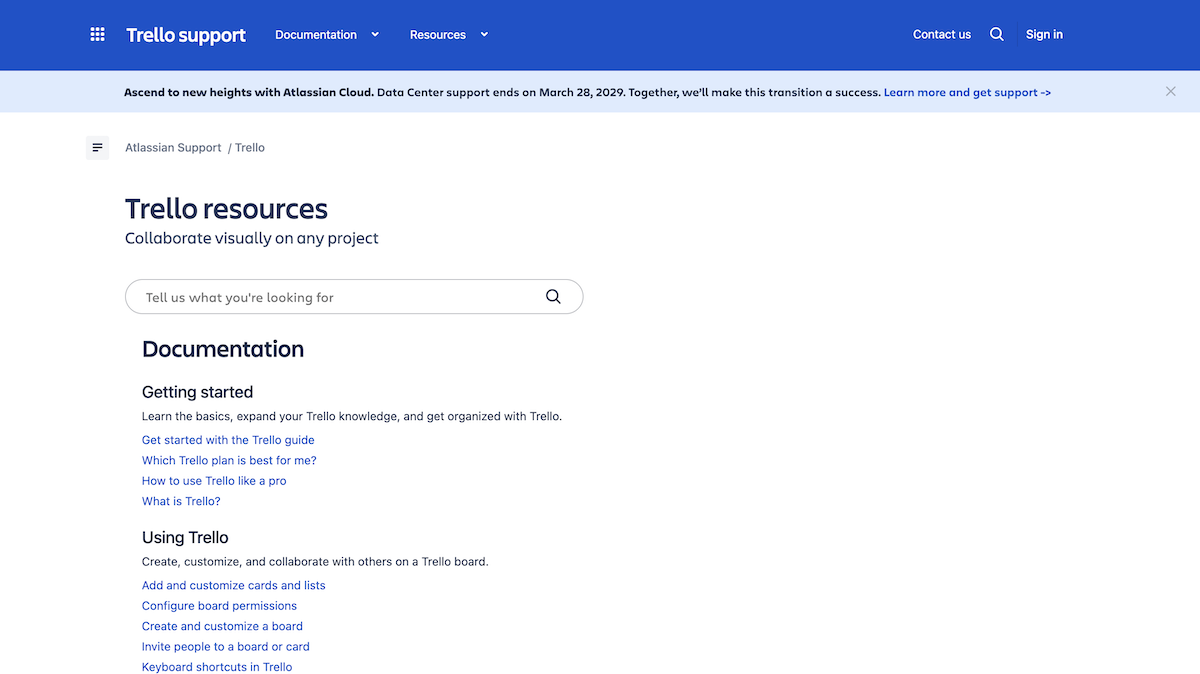 Trello's resources page