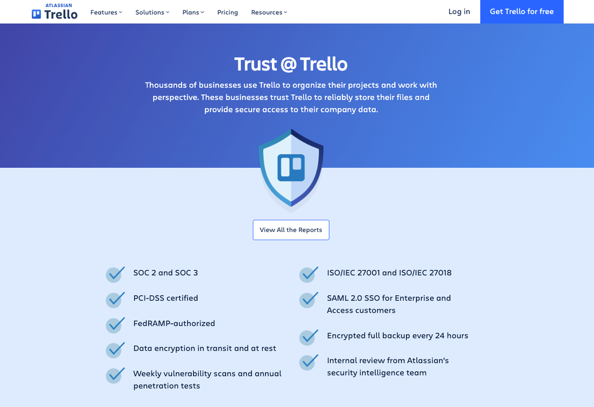 Trello’s Trust Center 
