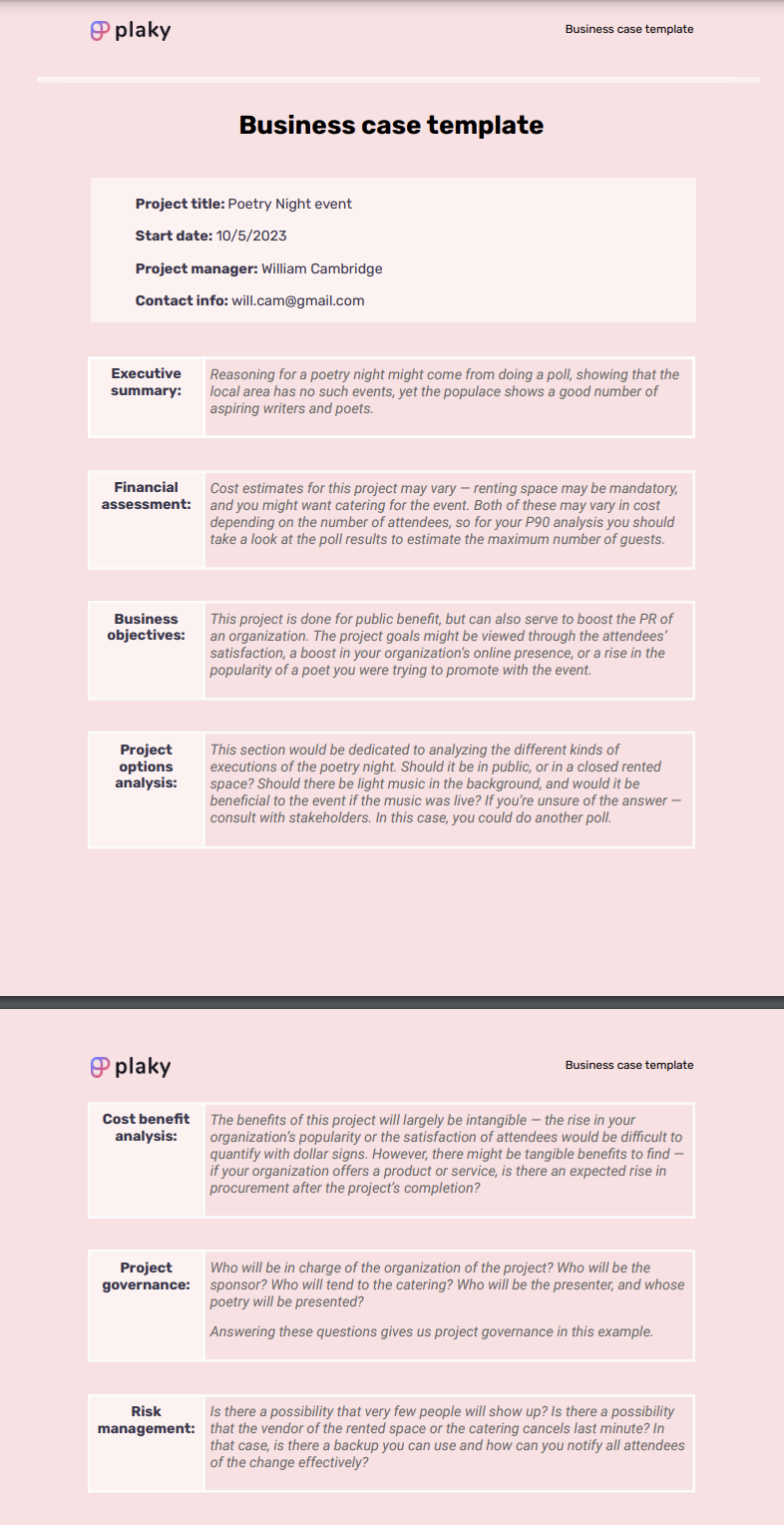 creating a business case study