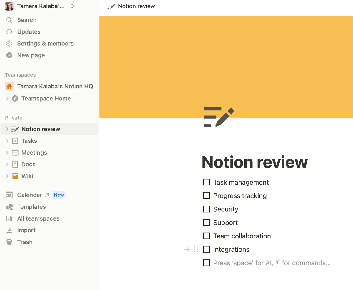 Notion’s user interface